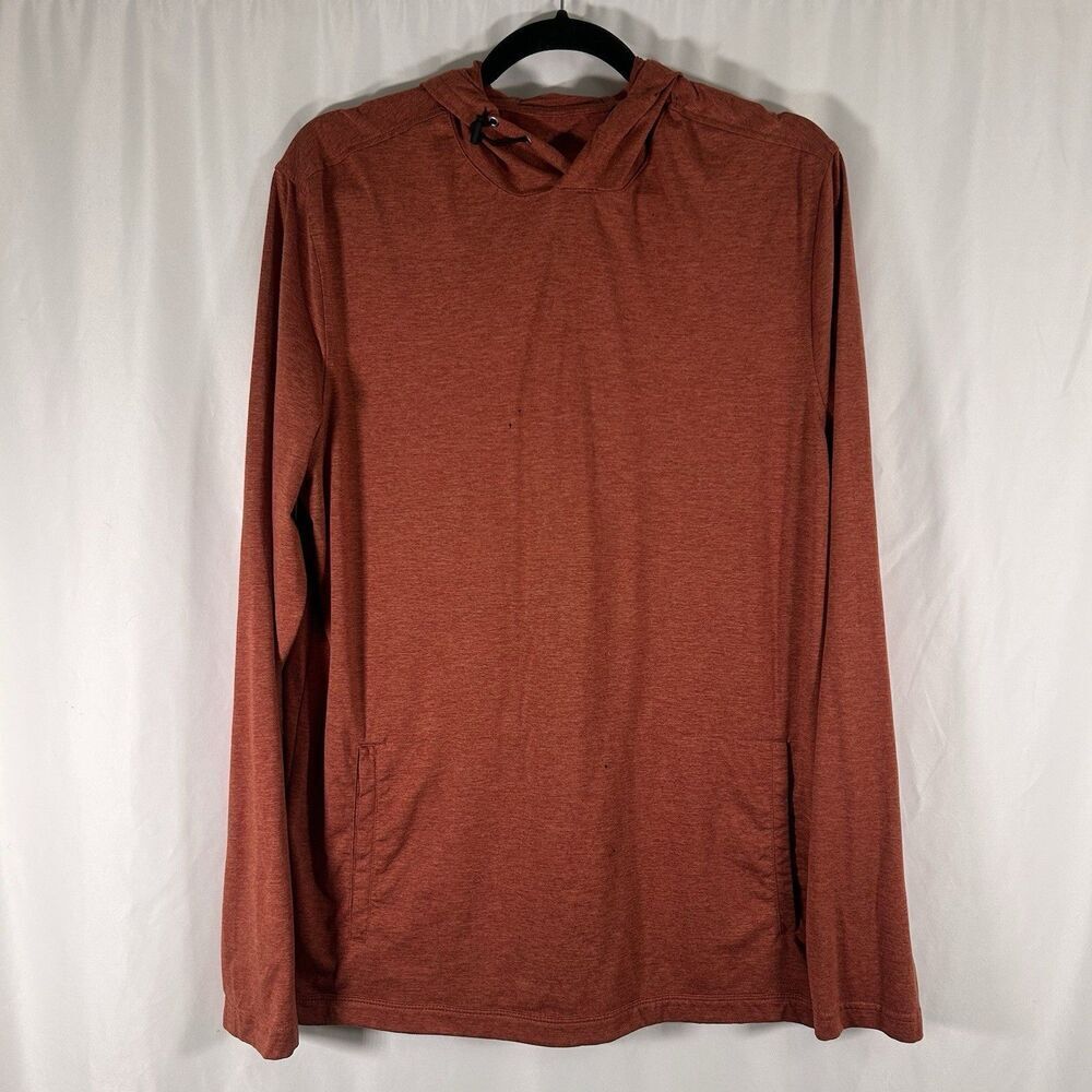 01.algo Performance Hoodie Men's Large Orange Heathered Long Sleeve Pullover